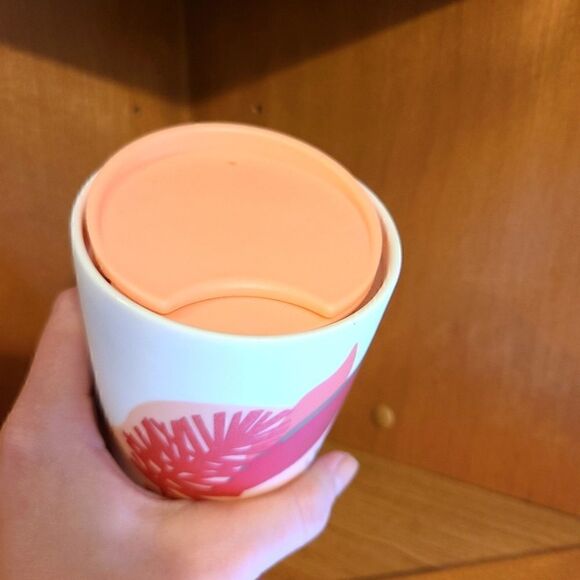 Starbucks 2019 Ceramic Holiday Traveler Tumbler 12oz Pink Pine Berries - Picture 4 of 8